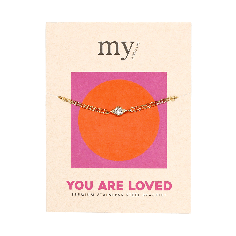 Moederdag armbandje met steentje - verguld