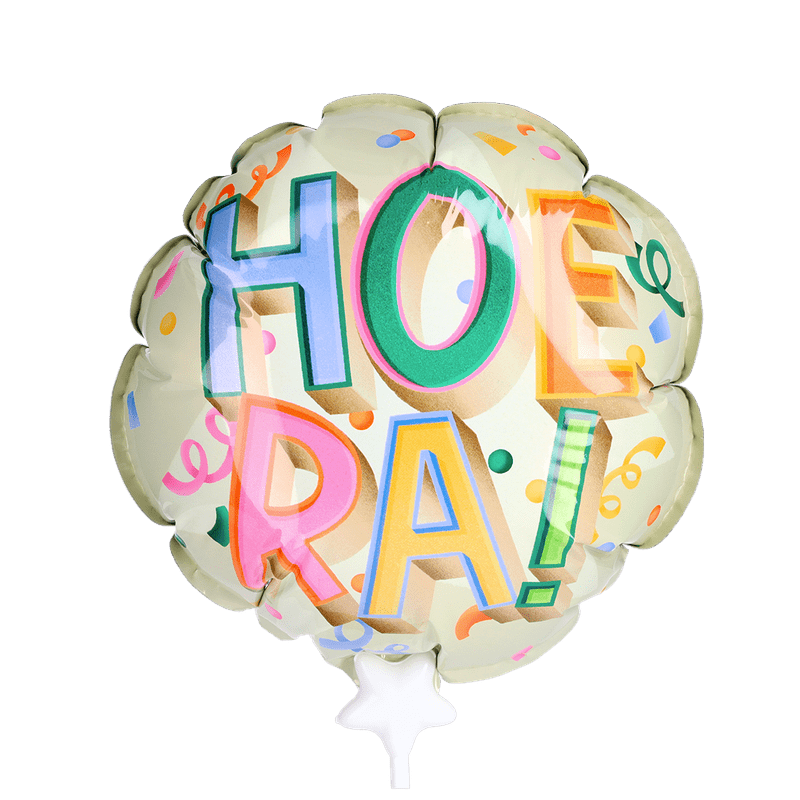 Mini ballon ‘Hoera!’ met kaarthouder