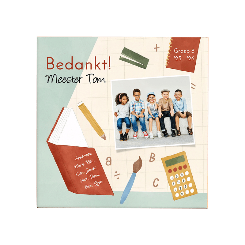Bedankt juf/meester tegeltje (15x15)