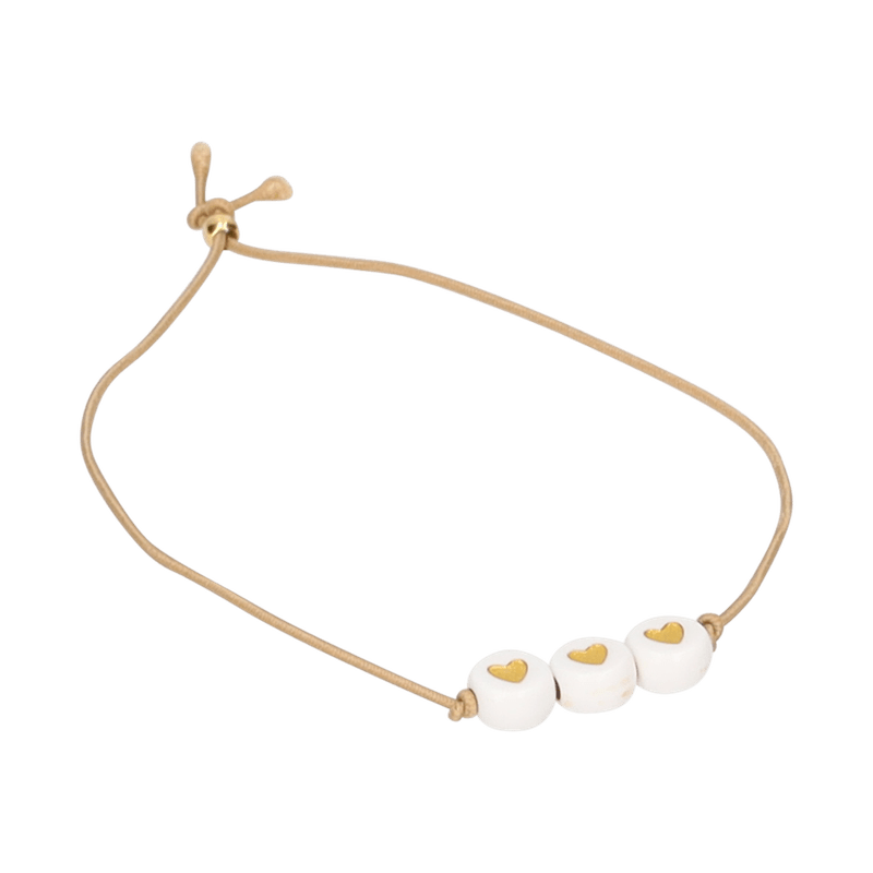 Armbandje ‘Hartjes’ (wit/goud)