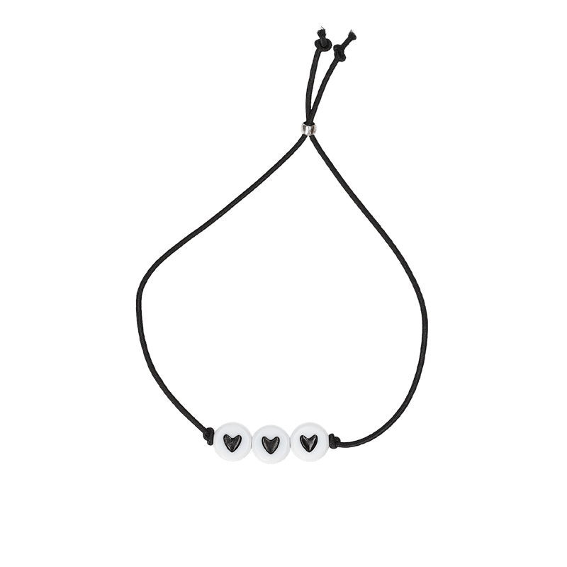 Armbandje ‘Hartjes’ (wit/zwart)