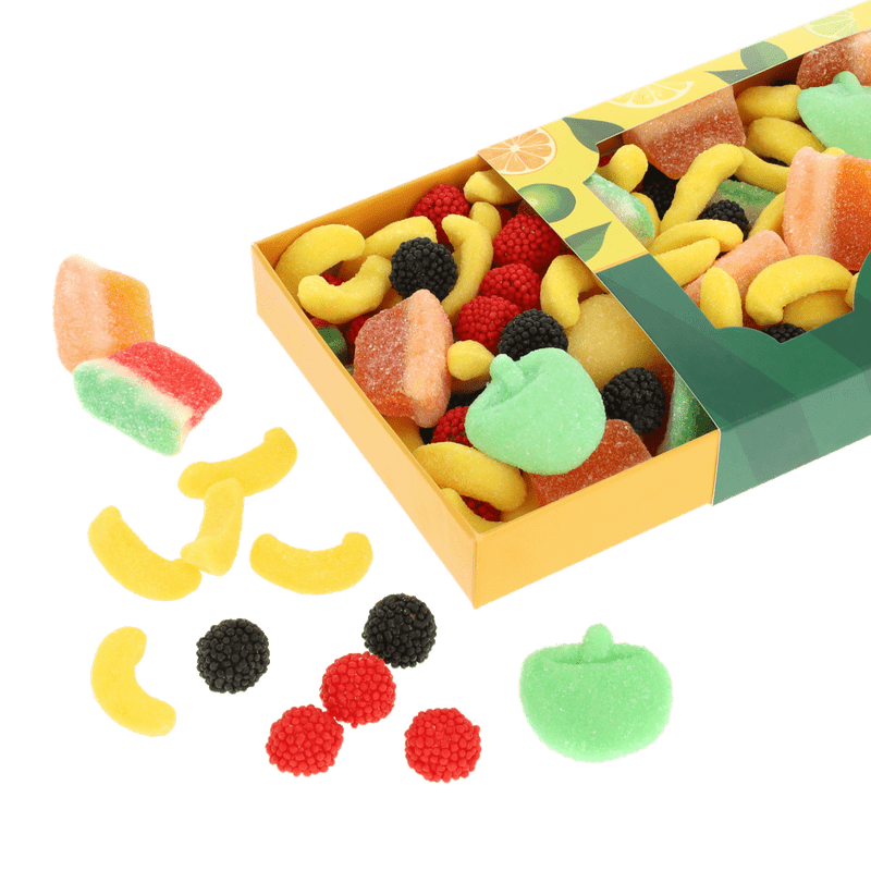 Snoepdoosje ‘Zoet fruitmandje’ (280 gram)
