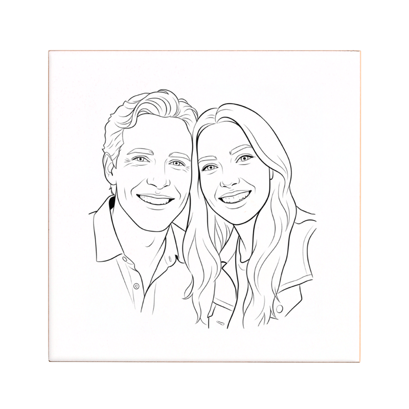Gepersonaliseerd tegeltje met lijntekening (11x11)
