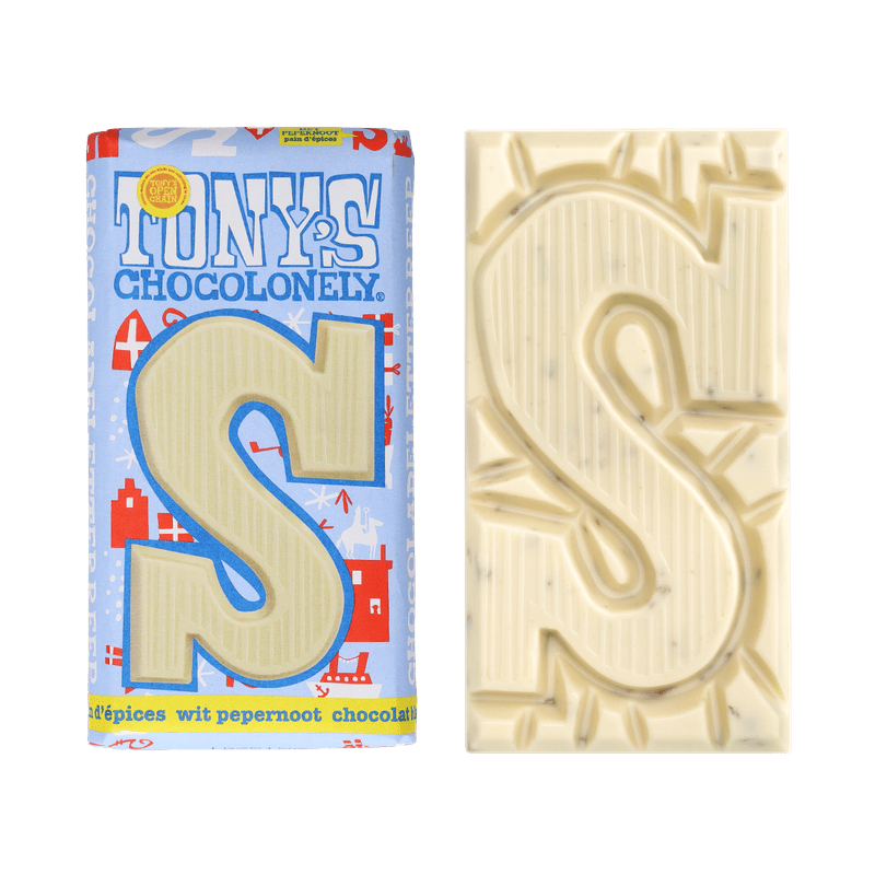 Tony’s Chocolonely chocoladeletter wit-pepernoot