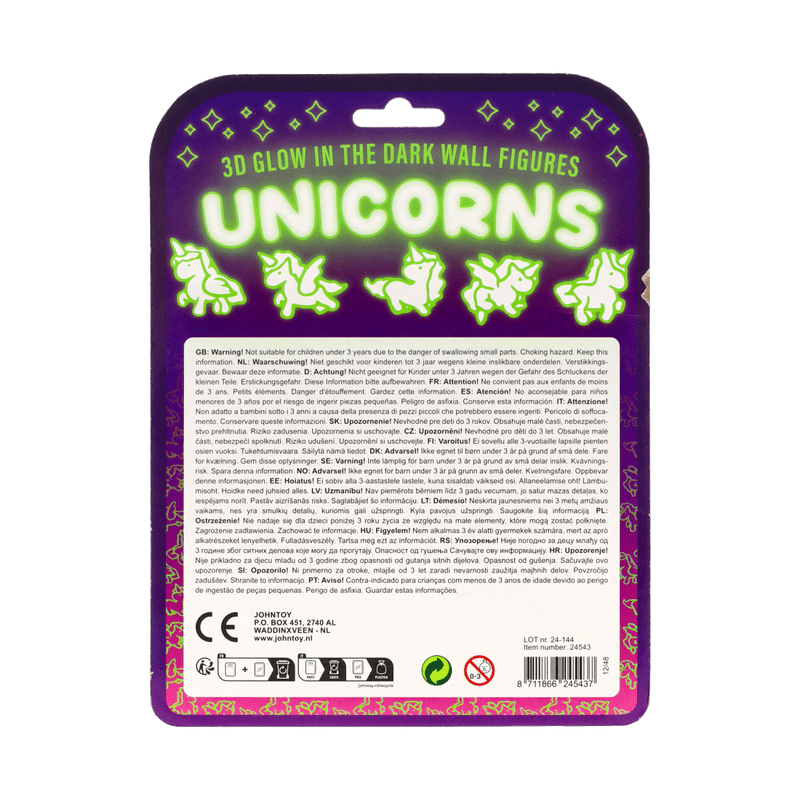 Glow in the dark stickers eenhoorn