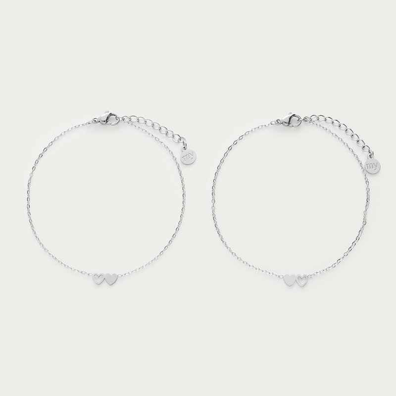Set Moederdag armbandjes met hartjes (zilverkleurig)