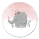 Lieve olifant met vogeltjes en roze waterverf