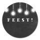 Feest met lampjes krijtbord