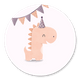 Dinosaurus met hoedje meisje