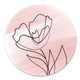 Waterverf met lijntekening bloem