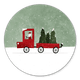 Busje met kerstbomen en sneeuw