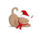 Kerstzegel kat kerstmuts