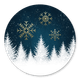 Blauwe waterverf, boompjes en gouden sneeuwvlokken