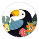 Toekan met bloemen en blaadjes