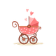 Kinderwagen roze met hartjes