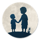 Silhouet broertjes hand in hand - met maan