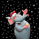 Olifant die proost in sneeuw