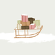 Kerst slee met cadeaus (sneeuwpop)