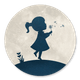 Silhouet meisje met paardenbloem - met maan