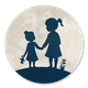 Silhouet zusjes hand in hand - met maan