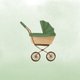 Sluitsticker met groene kinderwagen