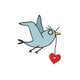 blauw vogeltje met hart