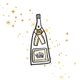 Nieuwjaar - champagnefles goud sterren