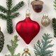 Kerstbal hart rood takjes K