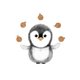 Kerst sticker pinguïn met kerstballen