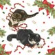 Katten spelen met kerstslinger