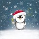 Kerst pinguin met kerstmuts in sneeuw