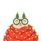 Kerstkat kerstbomenbril groen