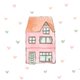 Roze huisje met hartjes