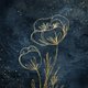 Donkerblauw met gouden bloem