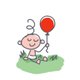 Baby met rode ballon