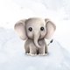 Olifant waterverf blauw