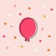 Uitnodiging roze met ballonnetjes zwarte outline confetti