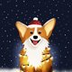 Corgi met kerstlampjes