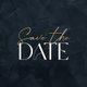 Trouwen donkerblauw abstract save the date goud
