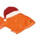 Kerst goudvis met kerstmuts