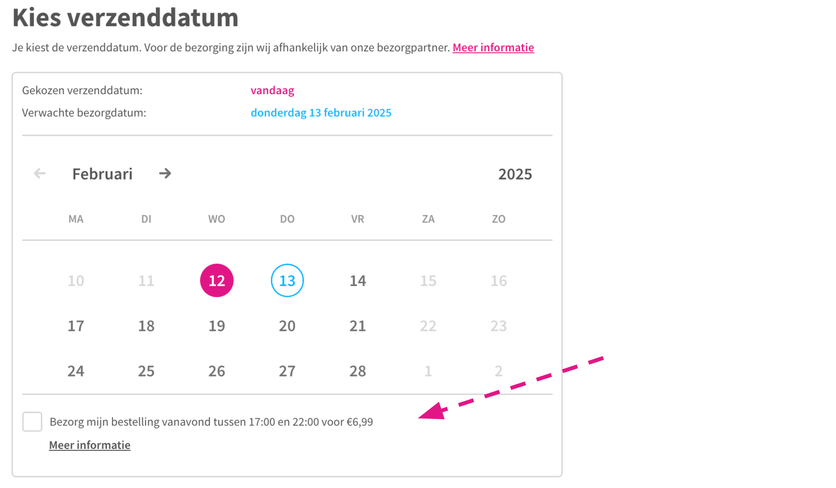Avondbezorging en dezelfde dag bezorging