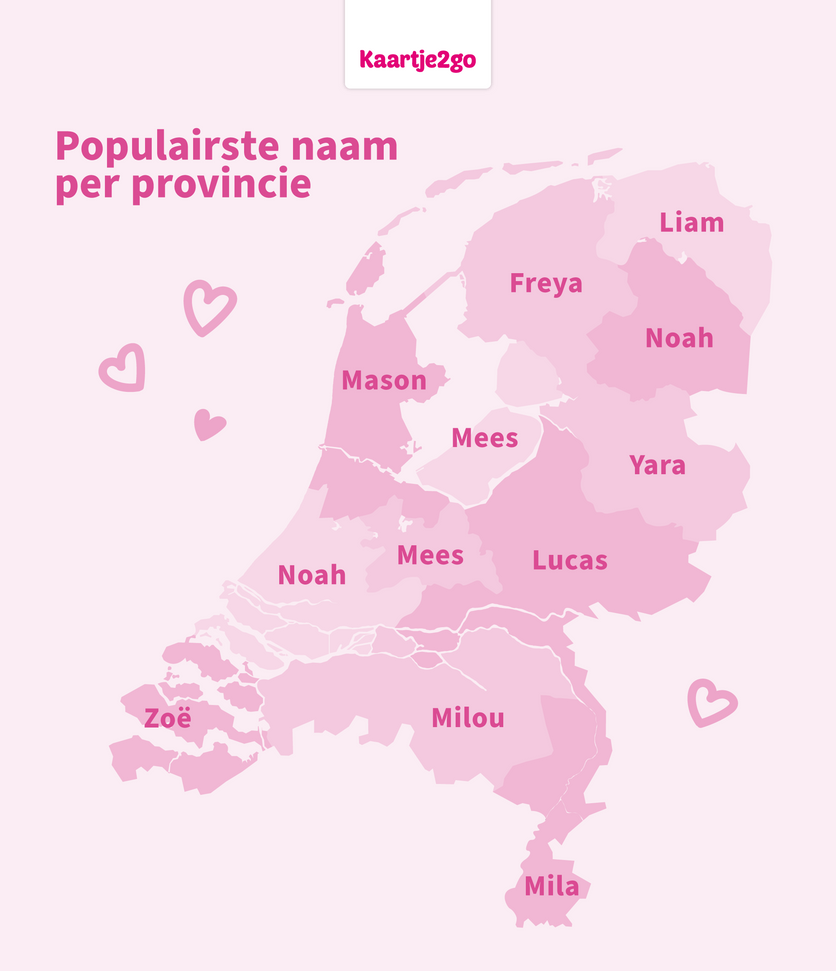 Populairste babynamen per provincie