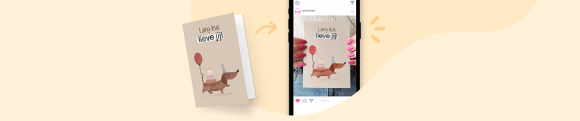 Een foto van een kaartje op Instagram
