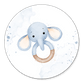 Bijtring olifantje blauw waterverf