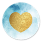 Trouwen - hart goudlook - watercolour blauw