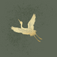 Gouden kraanvogel op groen