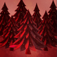 Kerstbomen bos 3d rood