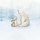 Konijn en ijsbeer neutraal met sneeuw achtergrond