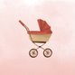 Sluitsticker met rode kinderwagen