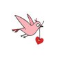 roze vogeltje met hart